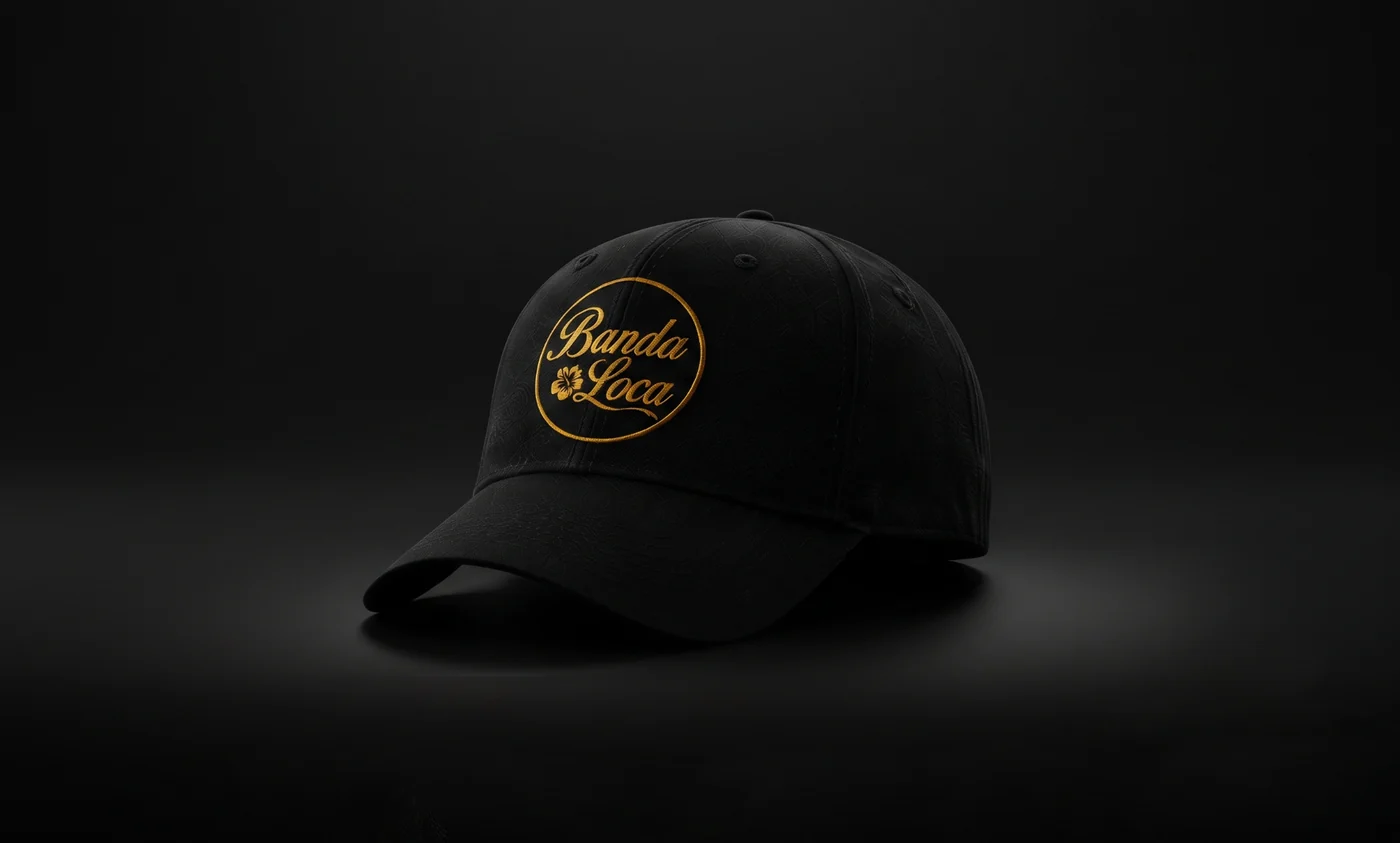 Gorra premium negra de Banda Loca con logotipo dorado